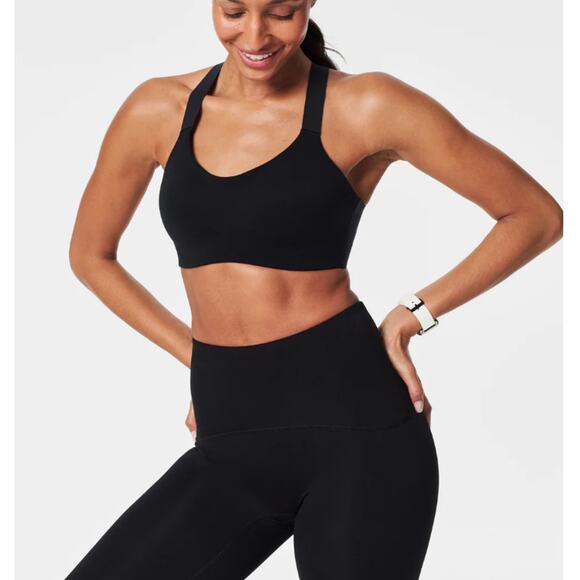 Spanx Women's Black Medium Impact Sports Bra Size Small - Picture 1 of 9